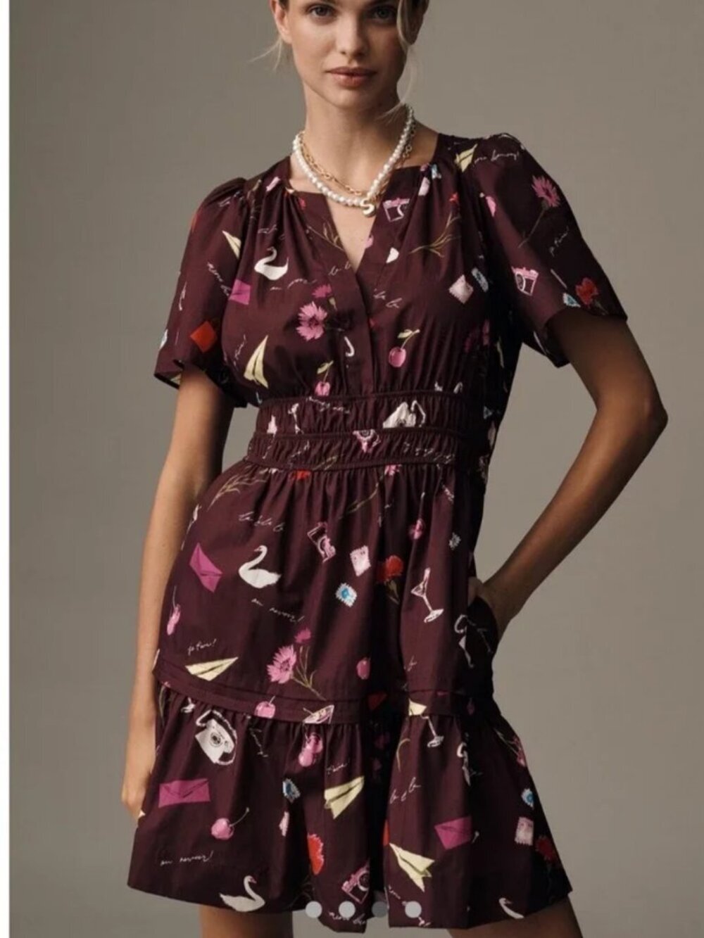 NWT Anthropologie Somerset Mini Dress in Dark Purple